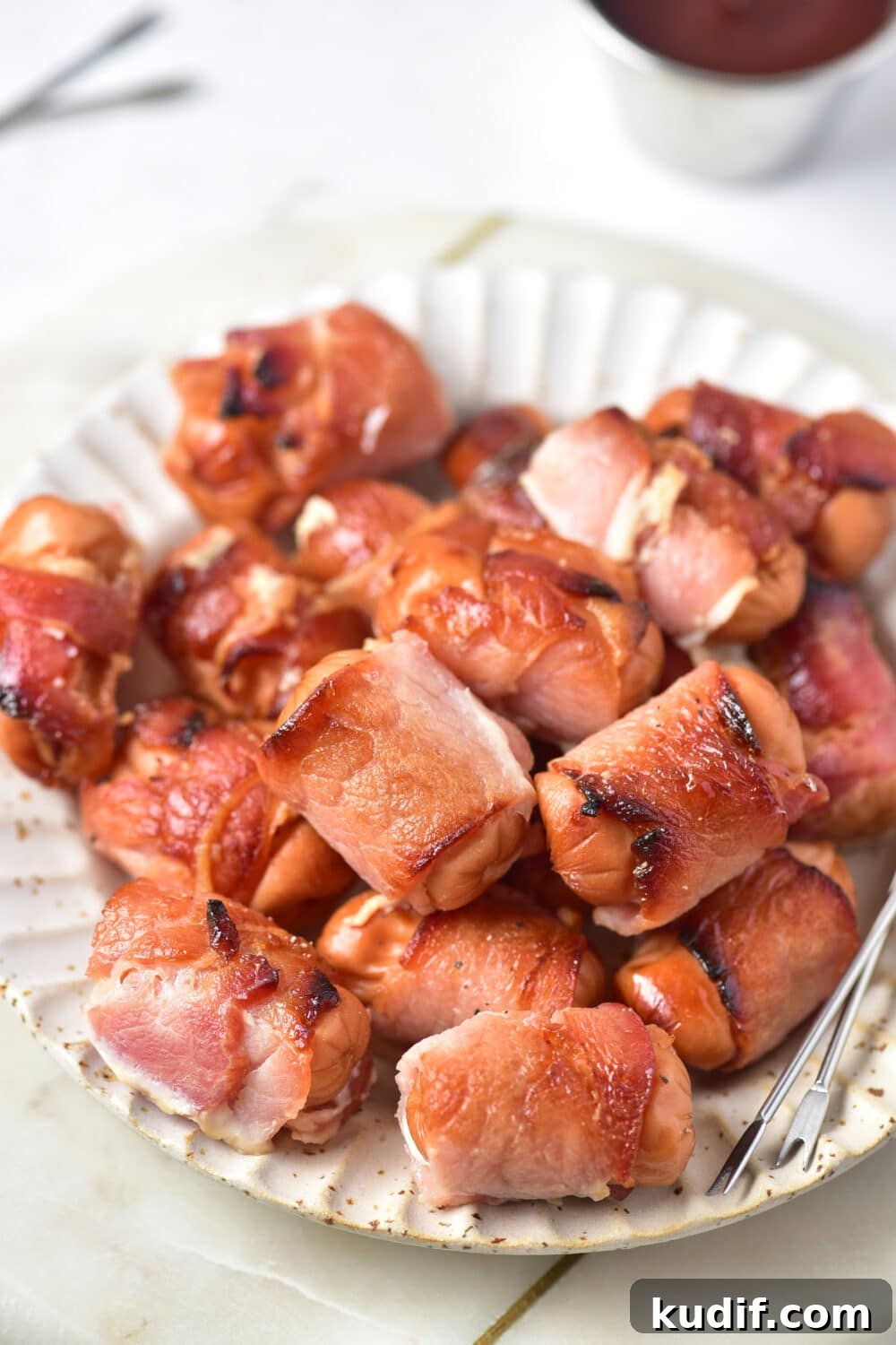 side view of High Protein Low Carb Pigs In A Blanket