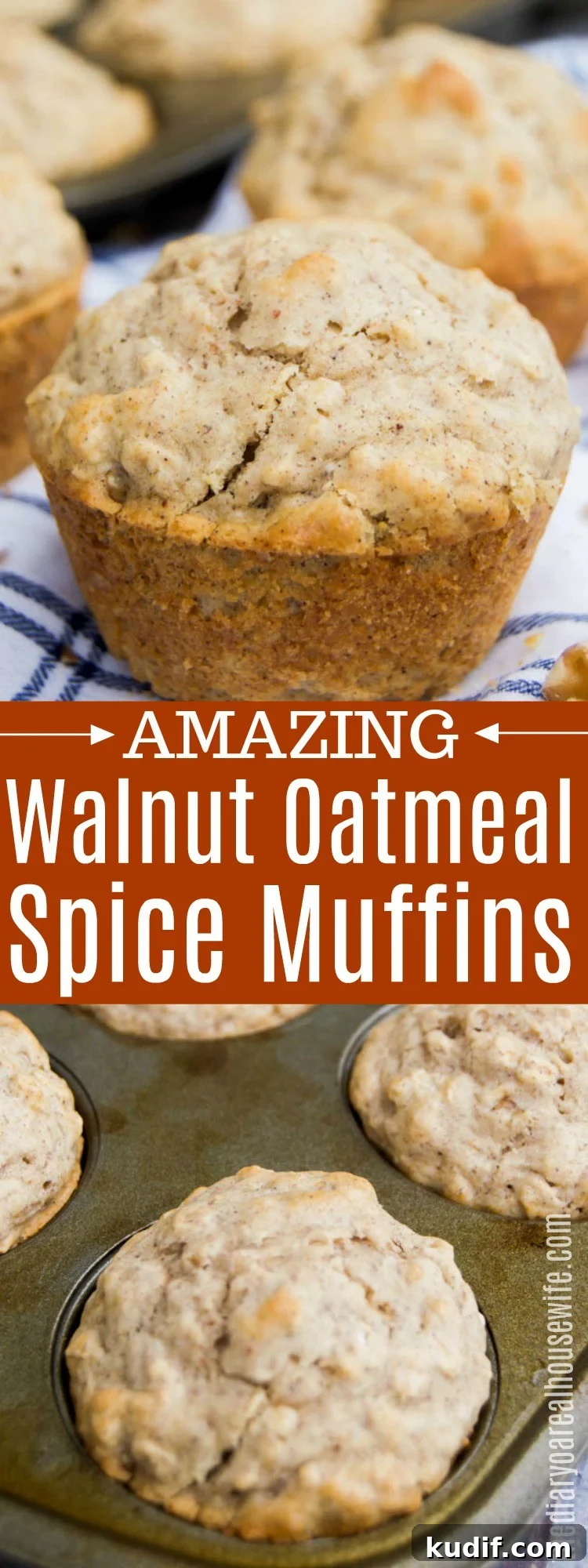 Walnut Oatmeal Spice Muffins