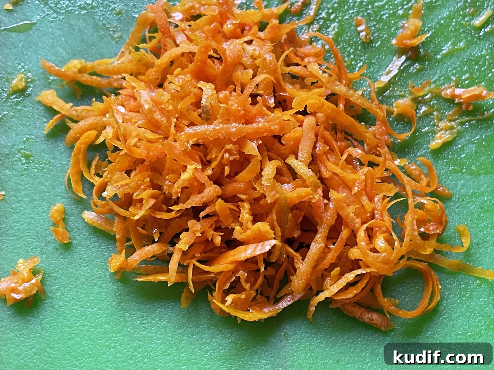 Grated tangerine peel. Grated tangerine peel.