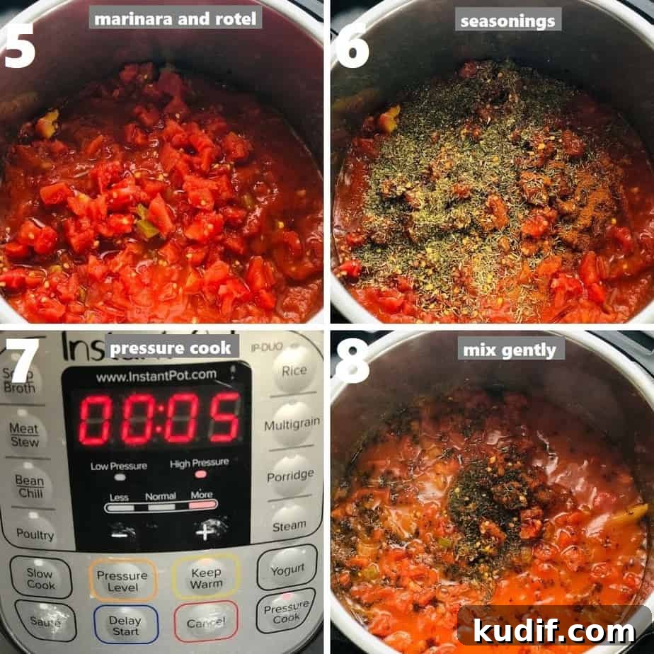 pressure cooking penne and meatballs