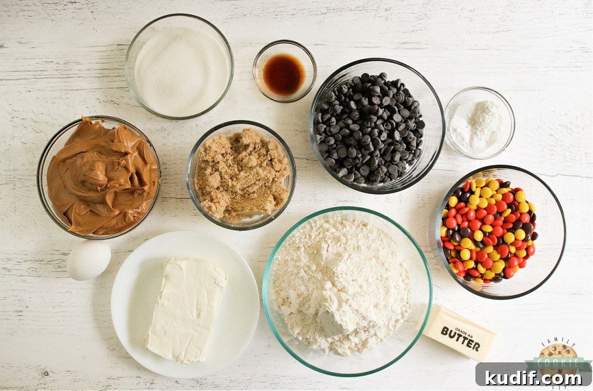 Ingredients in Cream Cheese Peanut Butter Cookies.