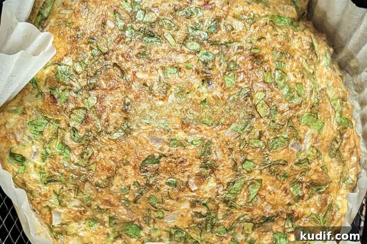 Irresistible Egg Recipes You’ll Make Again and Again 10 Closeup of air fryer frittata