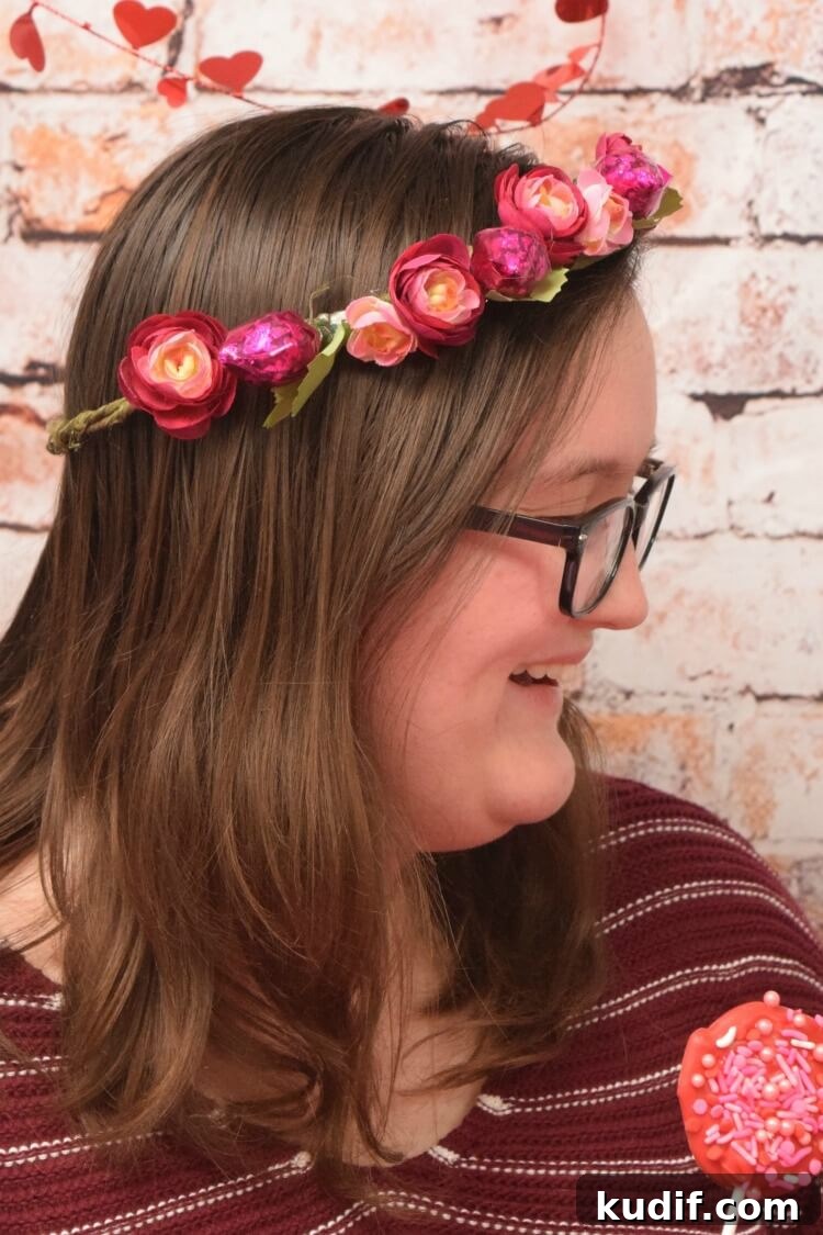 Candy Flower Crowns for Valentine's Day Gifts and Decor 11 Side View of the Candy Flower Crown