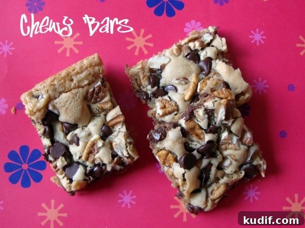 Chewy Snack Bars: Homemade Recipes and Flavor Ideas 2 Chewy Bars-Similar to a blondie but loaded with pecans and chocolate chips!