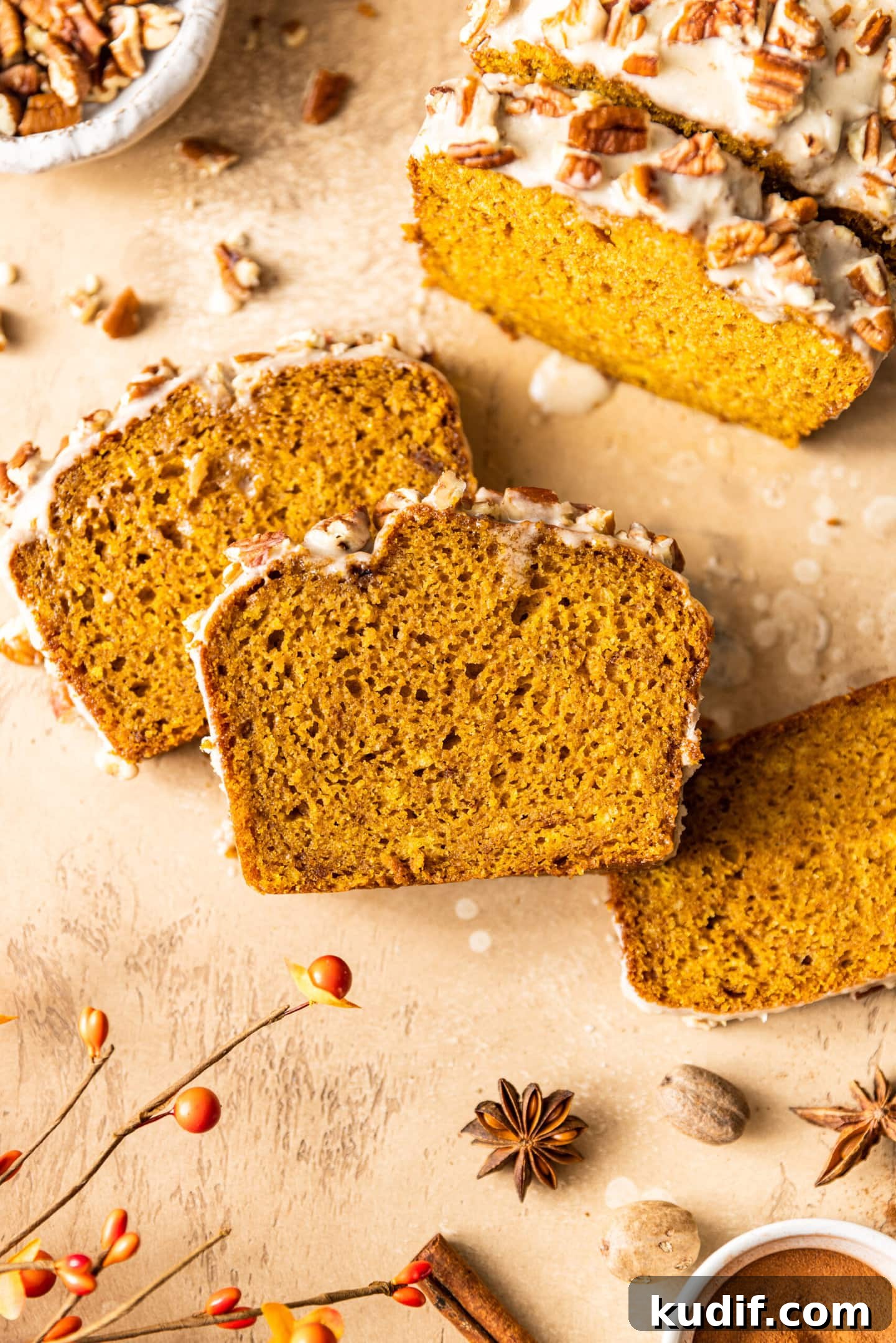 Maple-Glazed Pumpkin Bread Recipe for Fall Baking 10 Slices of Maple Glazed Pumpkin Bread
