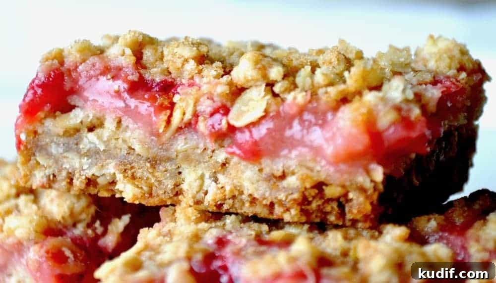 Quick Berry Desserts to Satisfy Sweet Cravings Fast 8 A close up shot of strawberry bars.