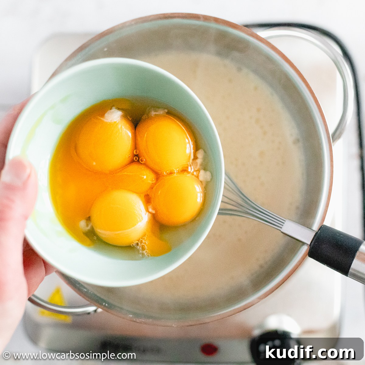 Keto Carnivore Blue Cheese Ice Cream Recipe 5 Adding 5 Pastured Eggs | Low-Carb, So Simple
