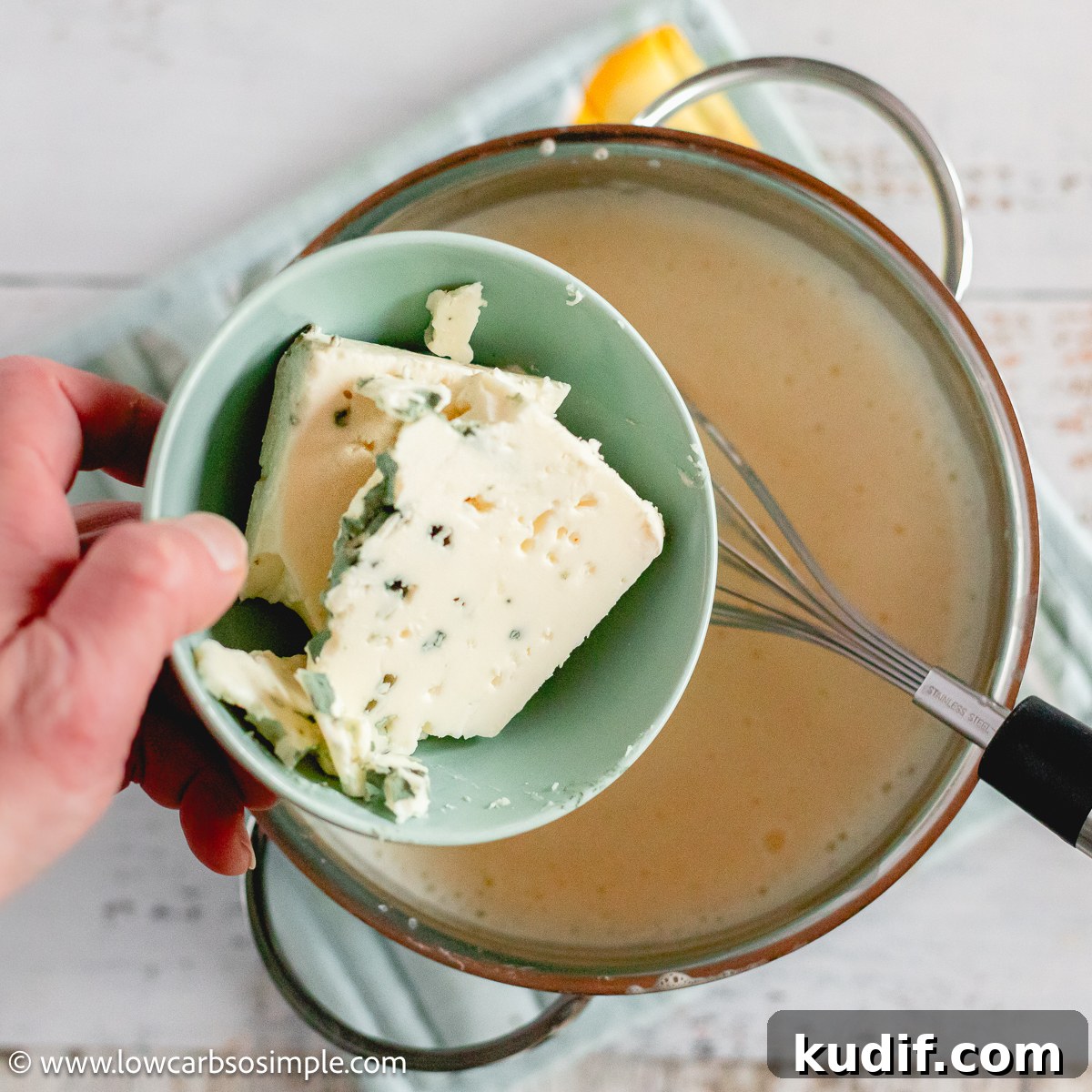 Keto Carnivore Blue Cheese Ice Cream Recipe 6 Adding the Blue Cheese | Low-Carb, So Simple