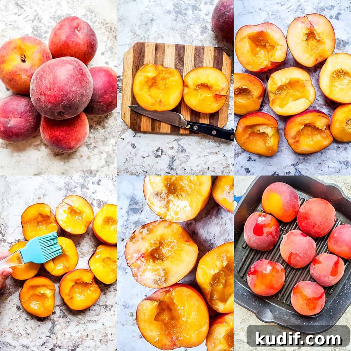 Grilled peaches preparation steps Prep steps for grilled peaches