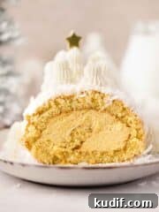 Cake roll with mango filling and shredded coconut on the outside
