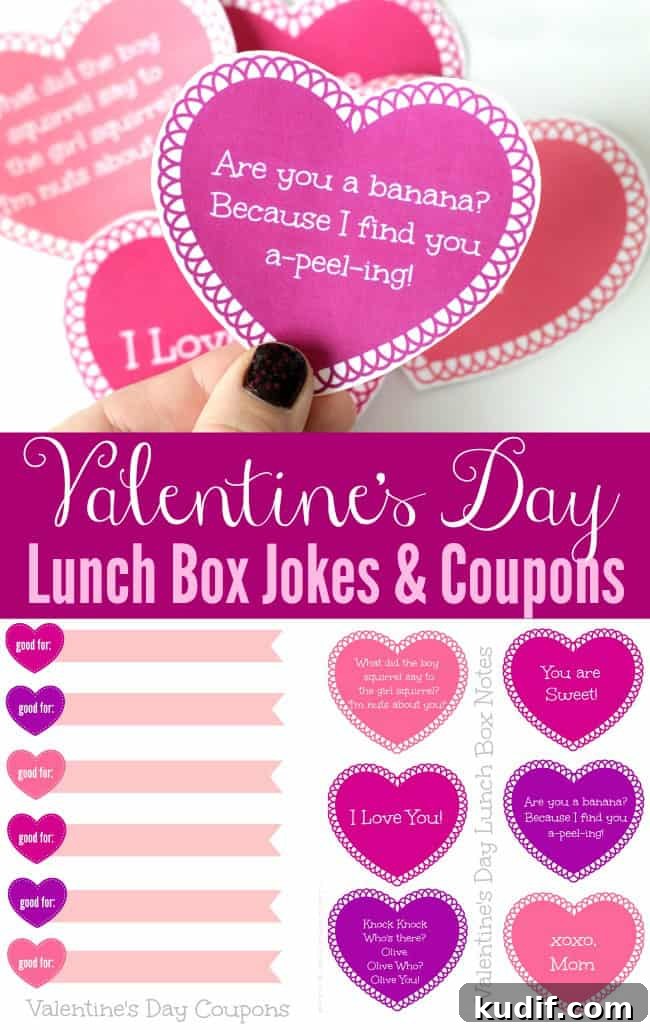 Free Valentine's Day printable cards, jokes, creative lunch ideas, printable coupons and more!