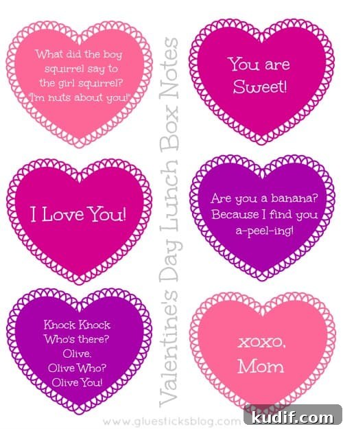 valentines day lunch box notes