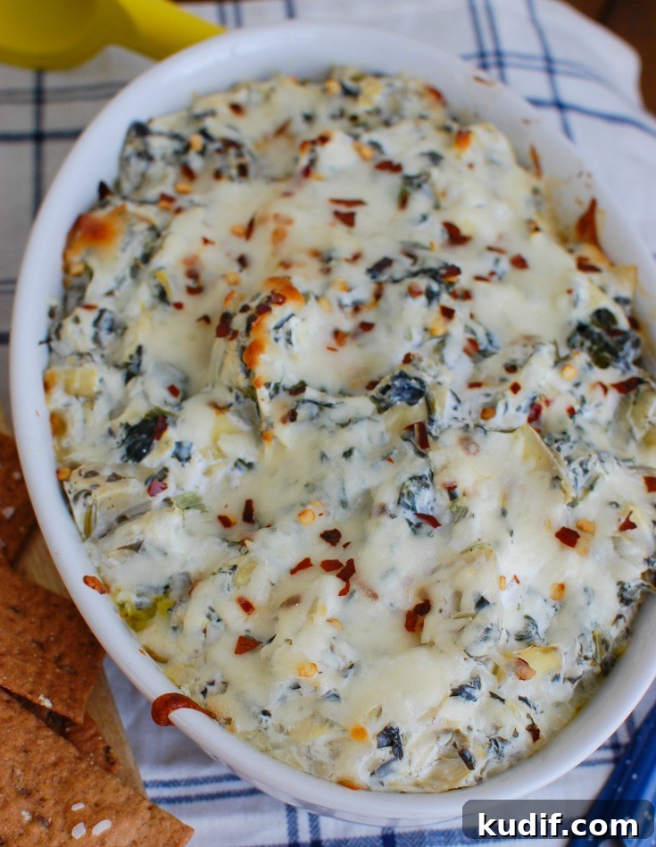 Lemony Spinach and Artichoke Dip Recipe for Parties 2 Lemon Spinach Artichoke Dip with napkin
