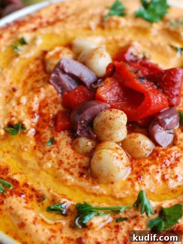 Lemony Spinach and Artichoke Dip Recipe for Parties 5 Roasted Red Pepper Greek Yogurt Hummus 1200 x 1200