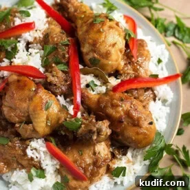 Instant Pot Chicken Adobo Filipino on a plate.
