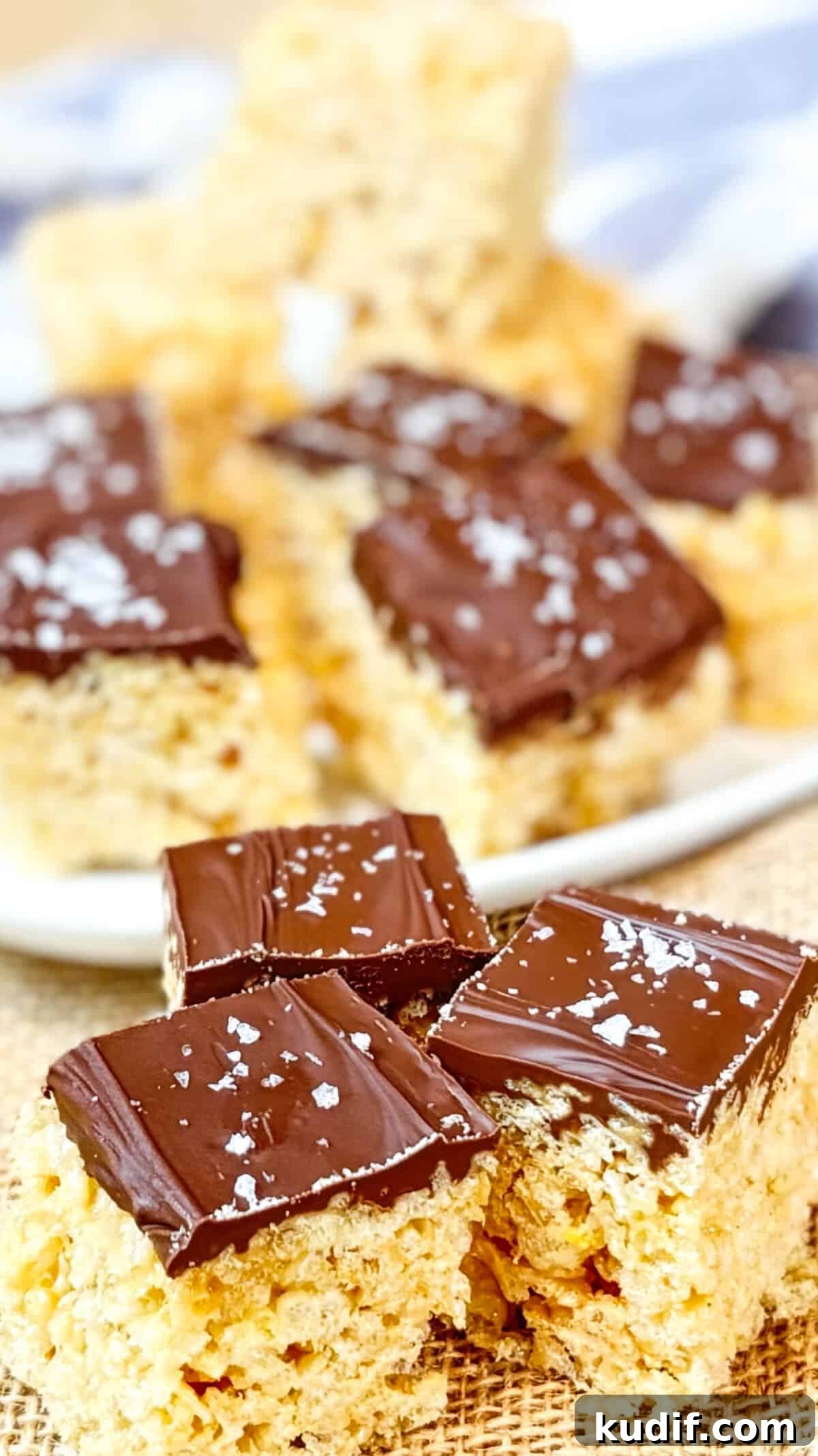 Peanut Butter Rice Krispie Treats Recipe for Gooey, Crunchy Squares 5 Finished treats.
