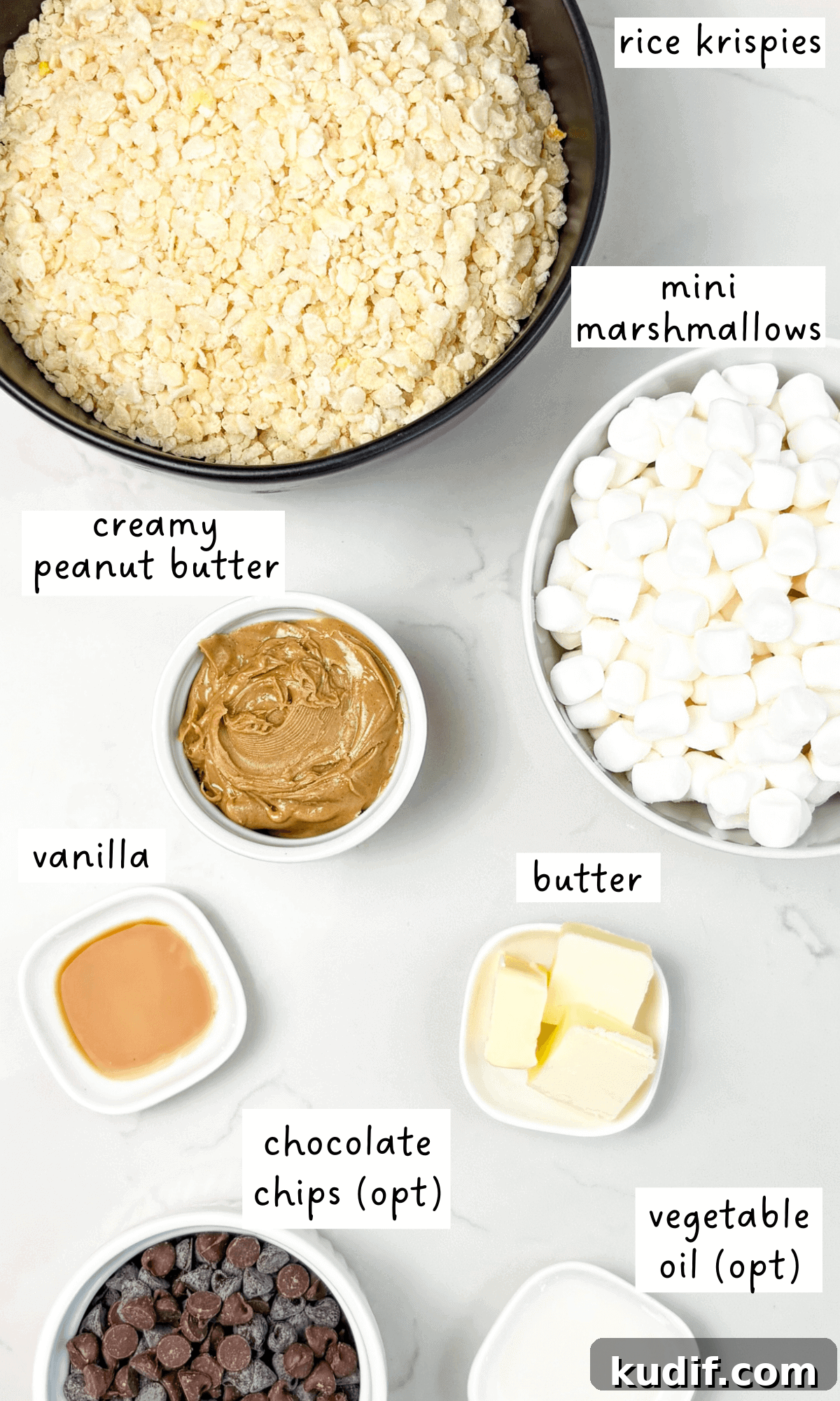 Peanut Butter Rice Krispie Treats Recipe for Gooey, Crunchy Squares 6 All ingredients.