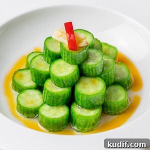 Din Tai Fung cucumber salad with garlic and red pepper