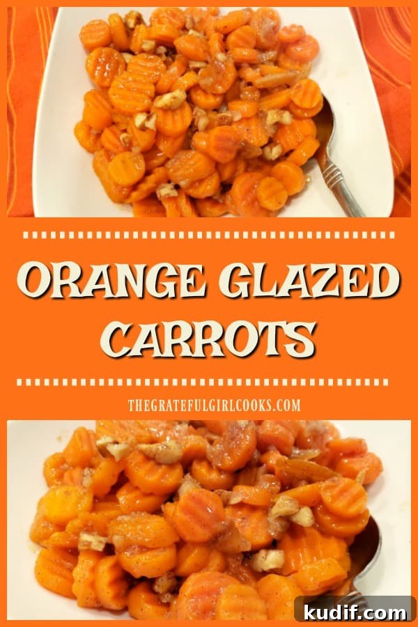 Orange Glazed Carrots - The Grateful Girl Cooks! Orange Glazed Carrots are a simple but delicious side dish, featuring buttery, marmalade glazed carrots, pecans, fresh ginger and cinnamon!
