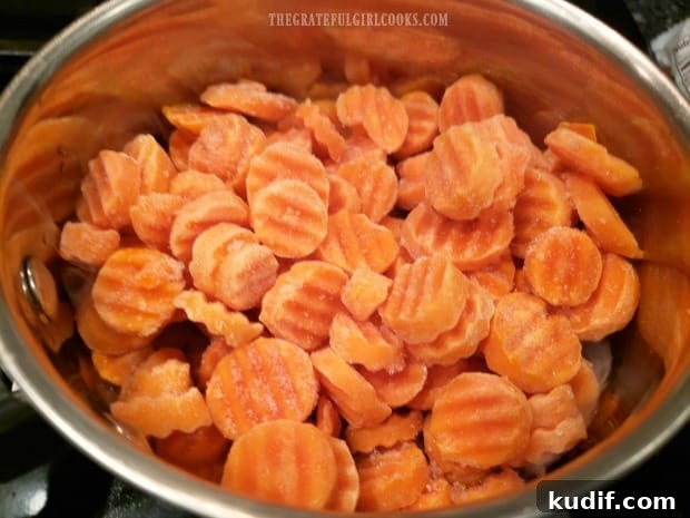 Orange Glazed Carrots - The Grateful Girl Cooks! Frozen carrots are cooked before adding them to a marmalade glaze.