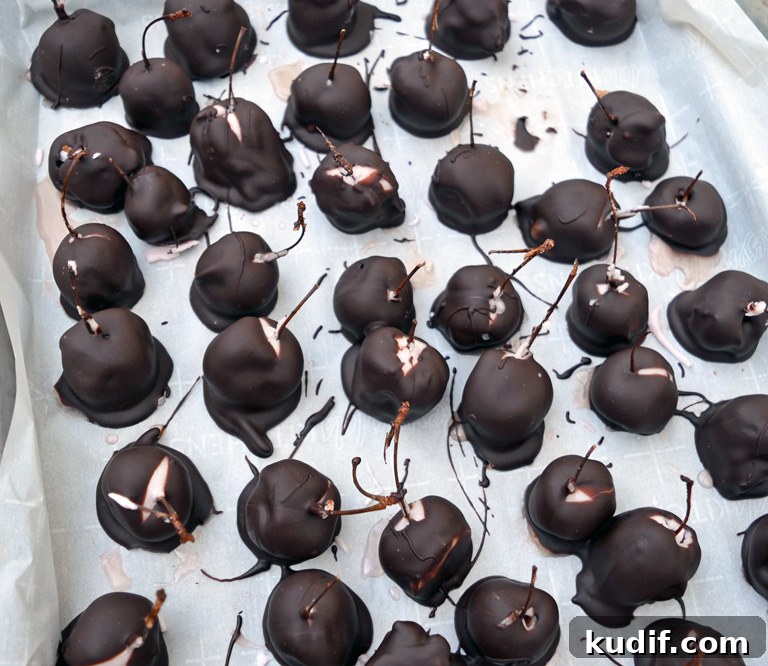 Spiked Cherry Cordials Dipped in Chocolate: Step-by-Step Recipe 2 homemade chocolate covered cherries