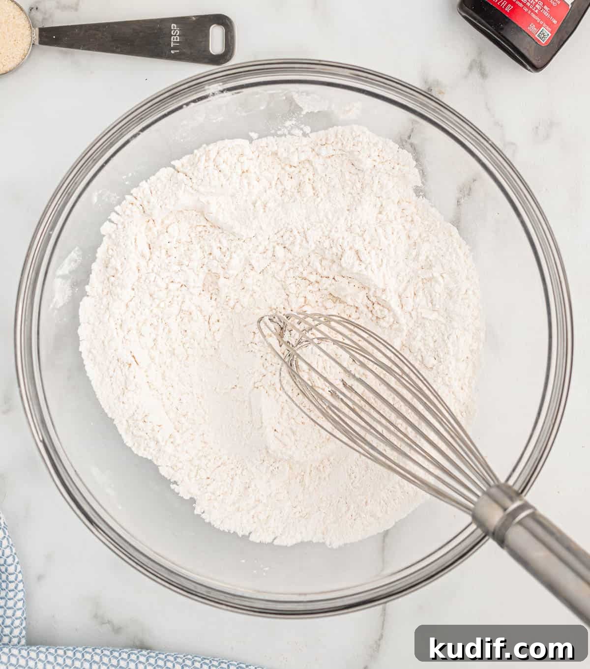 Fluffy Pancake Mini Muffins: Bite-Sized Breakfast Treats 5 dry ingredients whisked together in a bowl