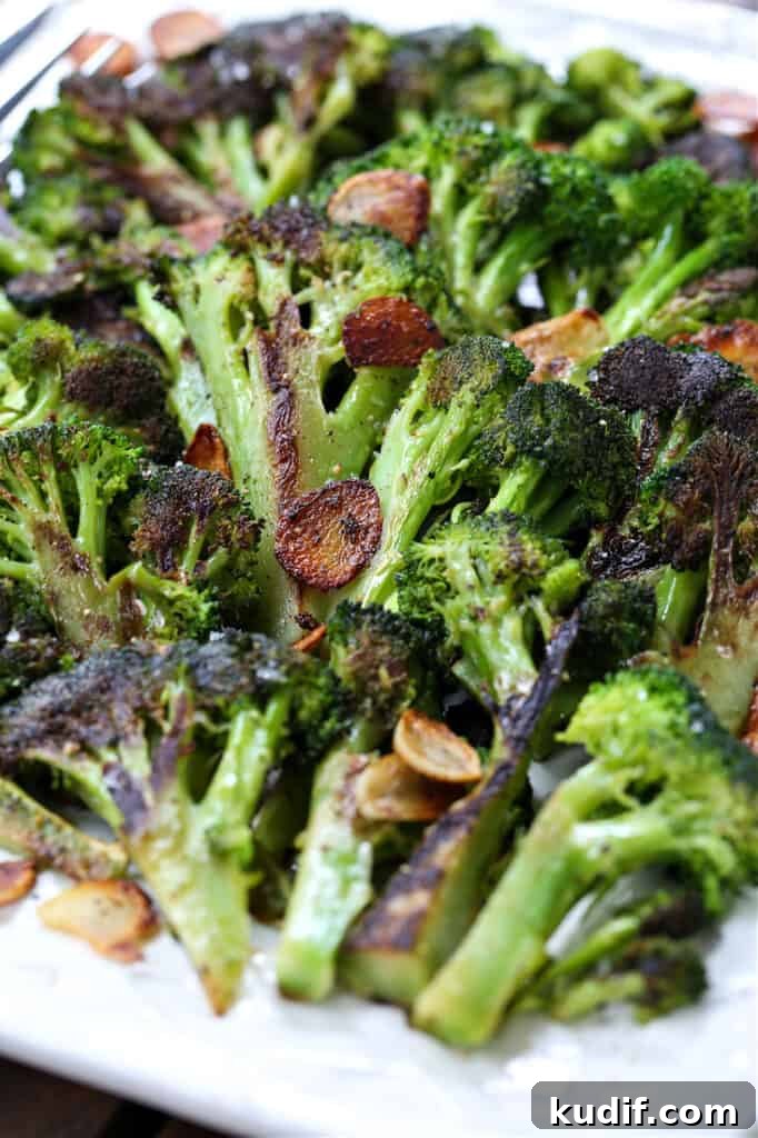 Roasted broccoli with garlic chips