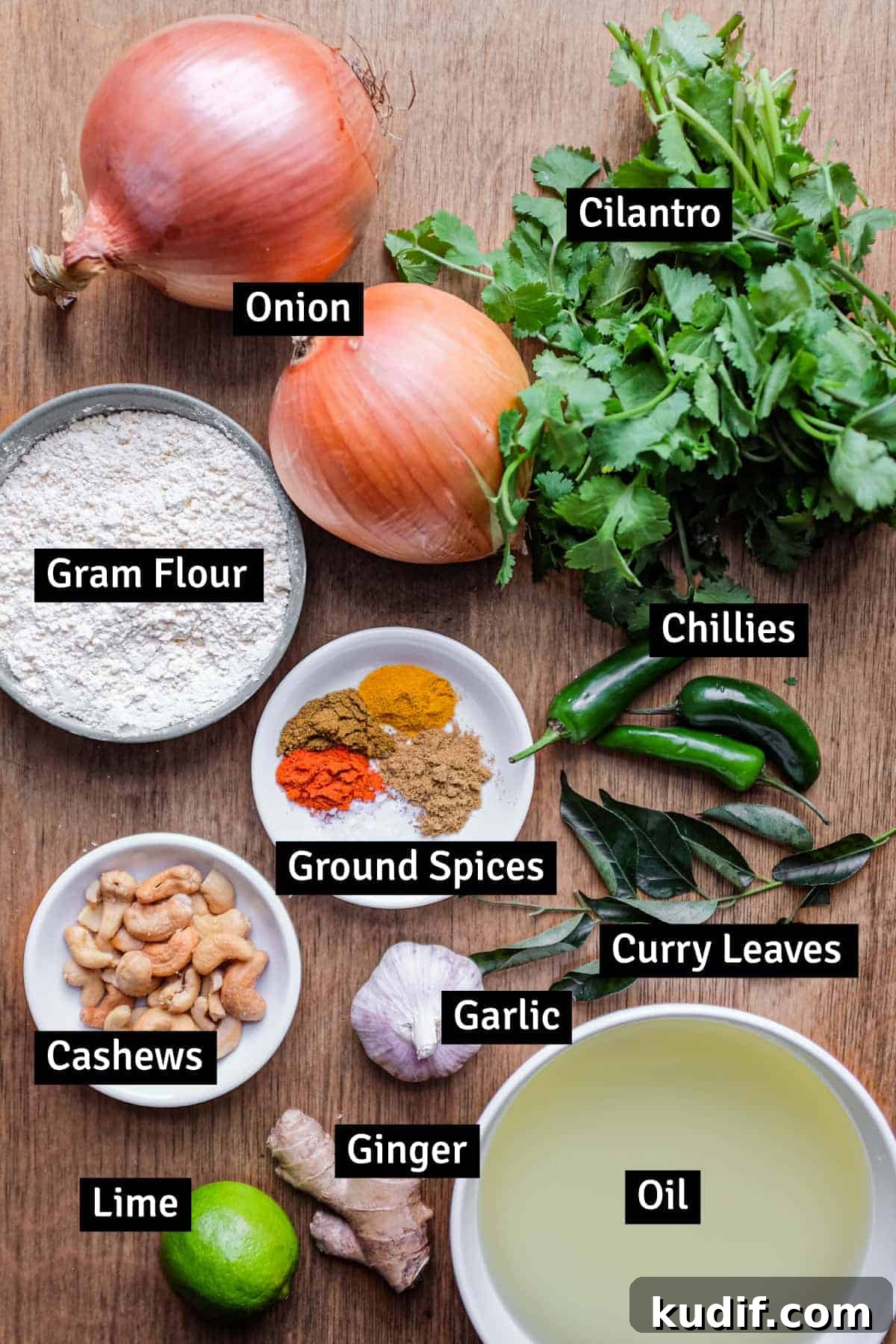 Onion Pakoda | cookeatworld.com The ingredients for Indian Onion Pakoda (pakora)