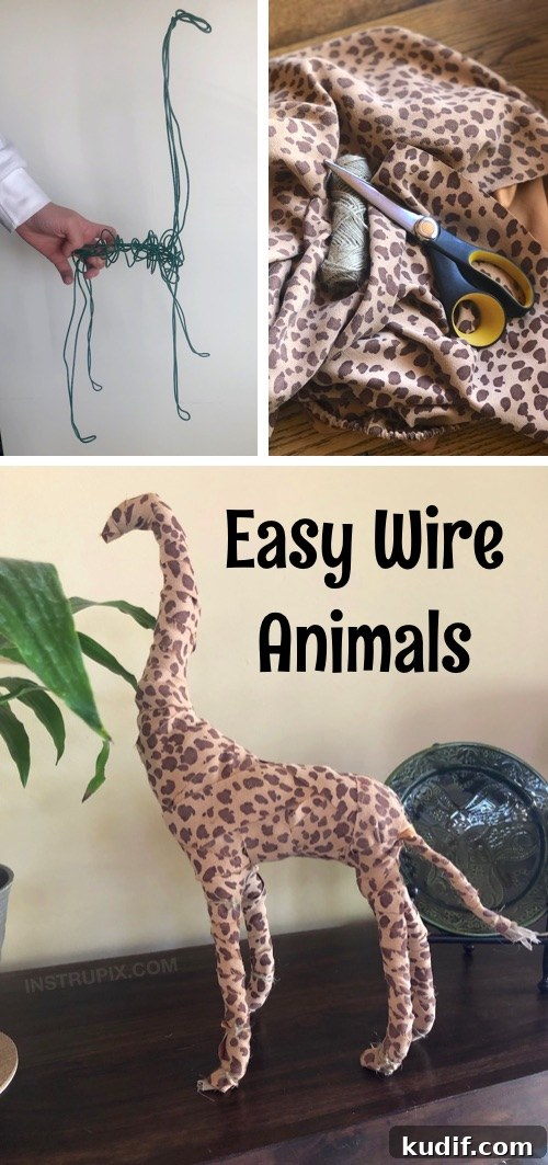 Fabric-Wrapped Wire Animal Crafts: No-Sew Tutorial and Ideas 9 Easy Fabric Wrapped Wire Animals - Looking for easy DIY projects for the home? These simple but cute wire animals are perfect for kids, teens and adults to try! This no sew craft can be completely customized to your own taste. Great for beginners or experienced craftsters! It's cheap, fun and super easy. #instrupix #crafts #projects