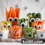 Monster themed Halloween veggie tray.