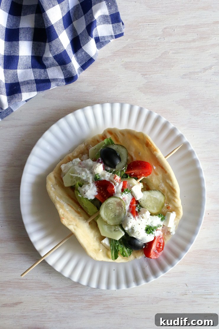 pita with salad and feta