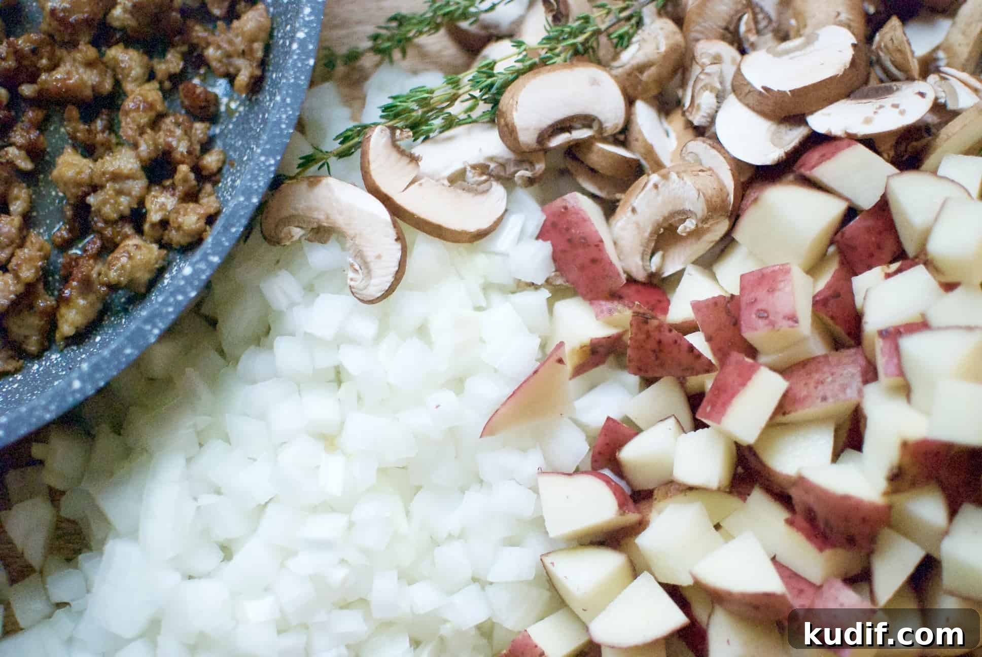 Sausage, Mushroom & Potato Gratin Recipe for Comforting Dinner 3 sausage, mushroom & potato gratin
