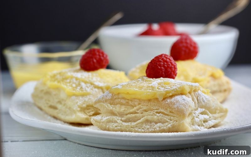 Lemon Raspberry Puff Pastries (Dairy-Free) 3 dairy-free lemon raspberry puffs