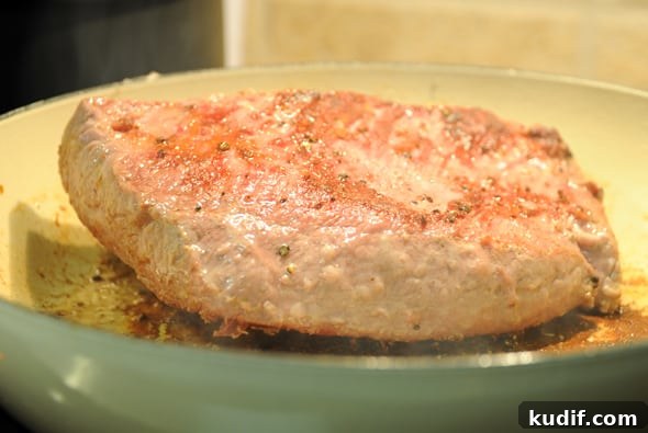 Slow Cooker Corned Beef Recipe for Tender, Flavorful Results 5 searing corned beef in a pan