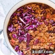 instant pot chili served with cabbage