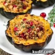 quinoa served in a baked acorn squash