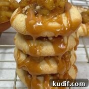 apple pie style cookies drizzled with caramel sauce