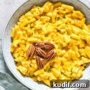 pumpkin flavored mac n cheese in a bowl