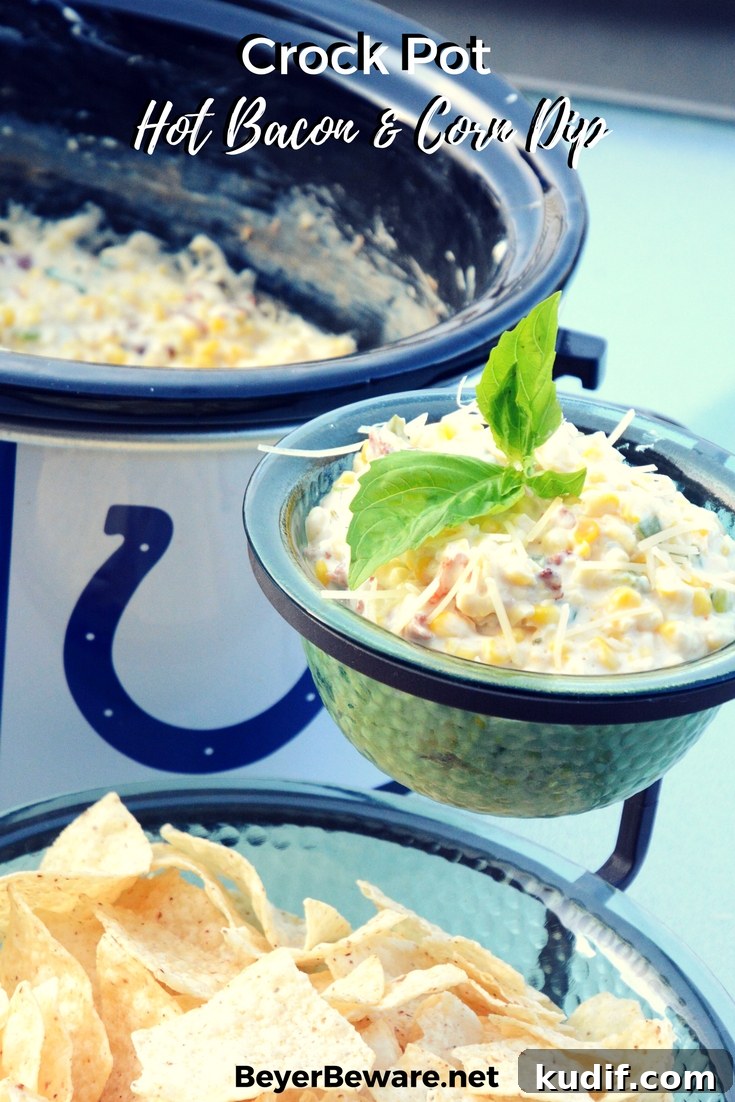 Slow-Cooker Bacon and Corn Dip Recipe for Party Appetizers 12 Crock Pot Hot Bacon and Corn Dip final photo.