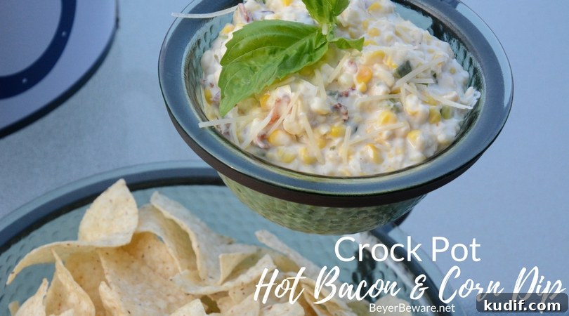 Slow-Cooker Bacon and Corn Dip Recipe for Party Appetizers 3 Hot bacon and corn dip fresh from the crock pot.