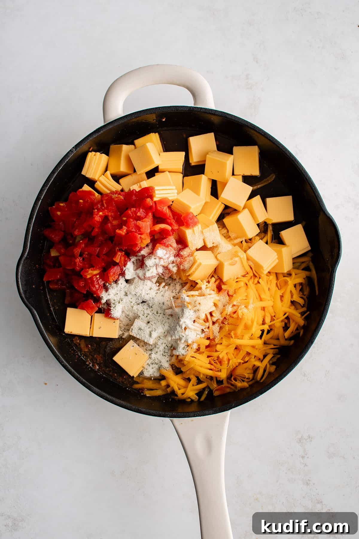 Creamy Bacon and Cheese Dip Recipe for Parties 2 ingredients to make cheese dip with bacon in a skillet