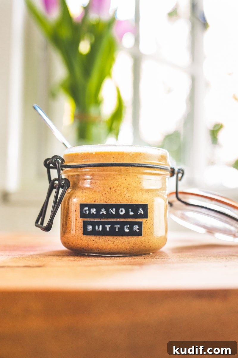 Homemade Granola Butter: Creamy Spread Made from Toasted Granola 4 Vegan Granola Butter in a jar - Georgie Eats