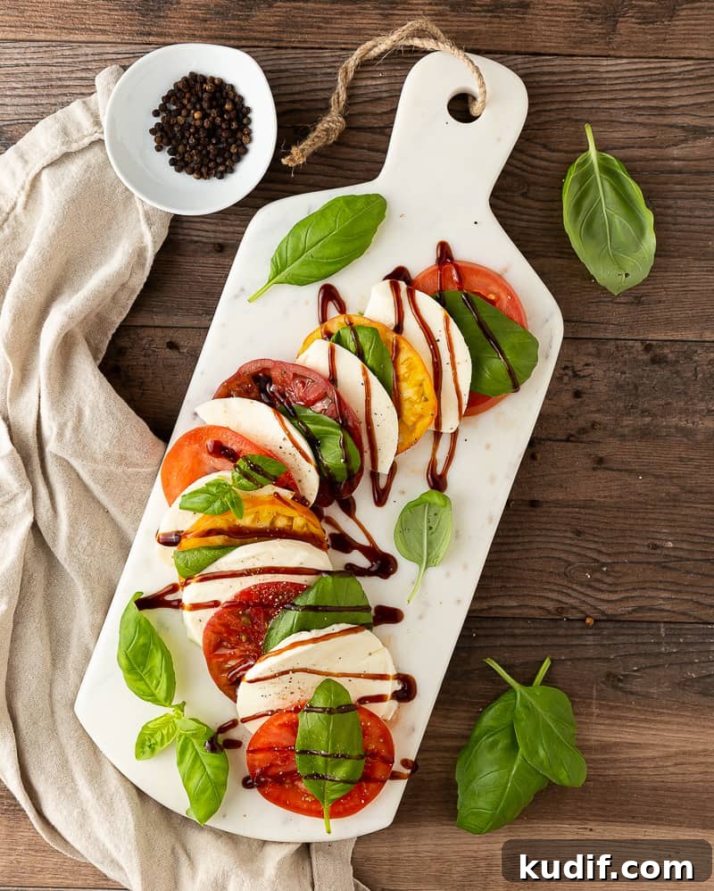 Caprese Salad with Balsamic Glaze: Fresh Tomato, Mozzarella & Basil 5 caprese salad with balsamic glaze