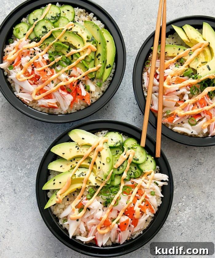 21 Macro-Friendly Meal Prep Ideas Under 500 Calories 18 California Sushi Roll Bowls