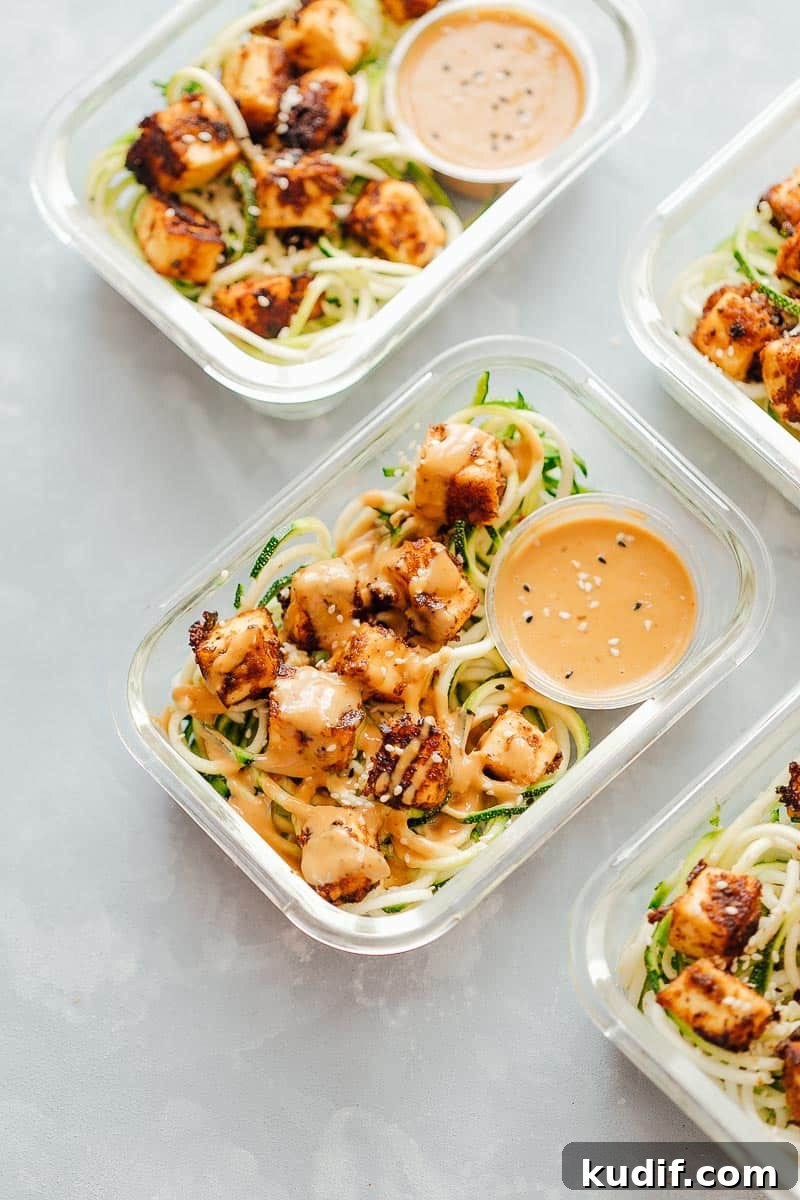 21 Macro-Friendly Meal Prep Ideas Under 500 Calories 20 Sesame Tofu With Zucchini Noodles