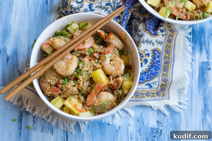 Shrimp and Cauliflower Fried Rice Recipe for Low-Carb Meals 2 This Shrimp Cauliflower Fried Rice is ready in just 25 minutes! This is the perfect dish for a quick, need it in a hurry Monday through Friday meal or just as a healthier alternative to the standard cozy “take out and a movie” meal.