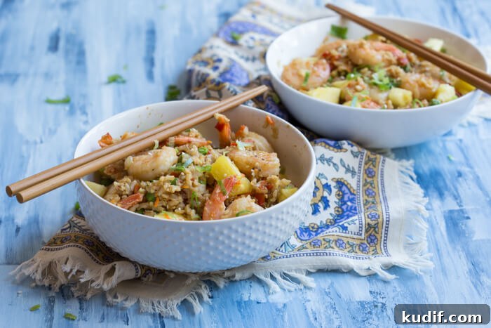 Shrimp and Cauliflower Fried Rice Recipe for Low-Carb Meals 3 This Shrimp Cauliflower Fried Rice is ready in just 25 minutes! This is the perfect dish for a quick, need it in a hurry Monday through Friday meal or just as a healthier alternative to the standard cozy “take out and a movie” meal.