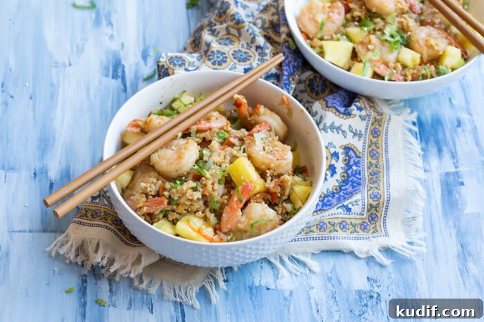 Shrimp and Cauliflower Fried Rice Recipe for Low-Carb Meals 4 This Shrimp Cauliflower Fried Rice is ready in just 25 minutes! This is the perfect dish for a quick, need it in a hurry Monday through Friday meal or just as a healthier alternative to the standard cozy “take out and a movie” meal.