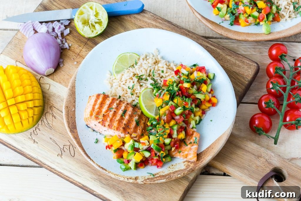 Grilled Lime Salmon with Avocado Mango Salsa — Quick & Flavorful 2 Clean Eating Grilled Lime Salmon Avocado Mango Salsa