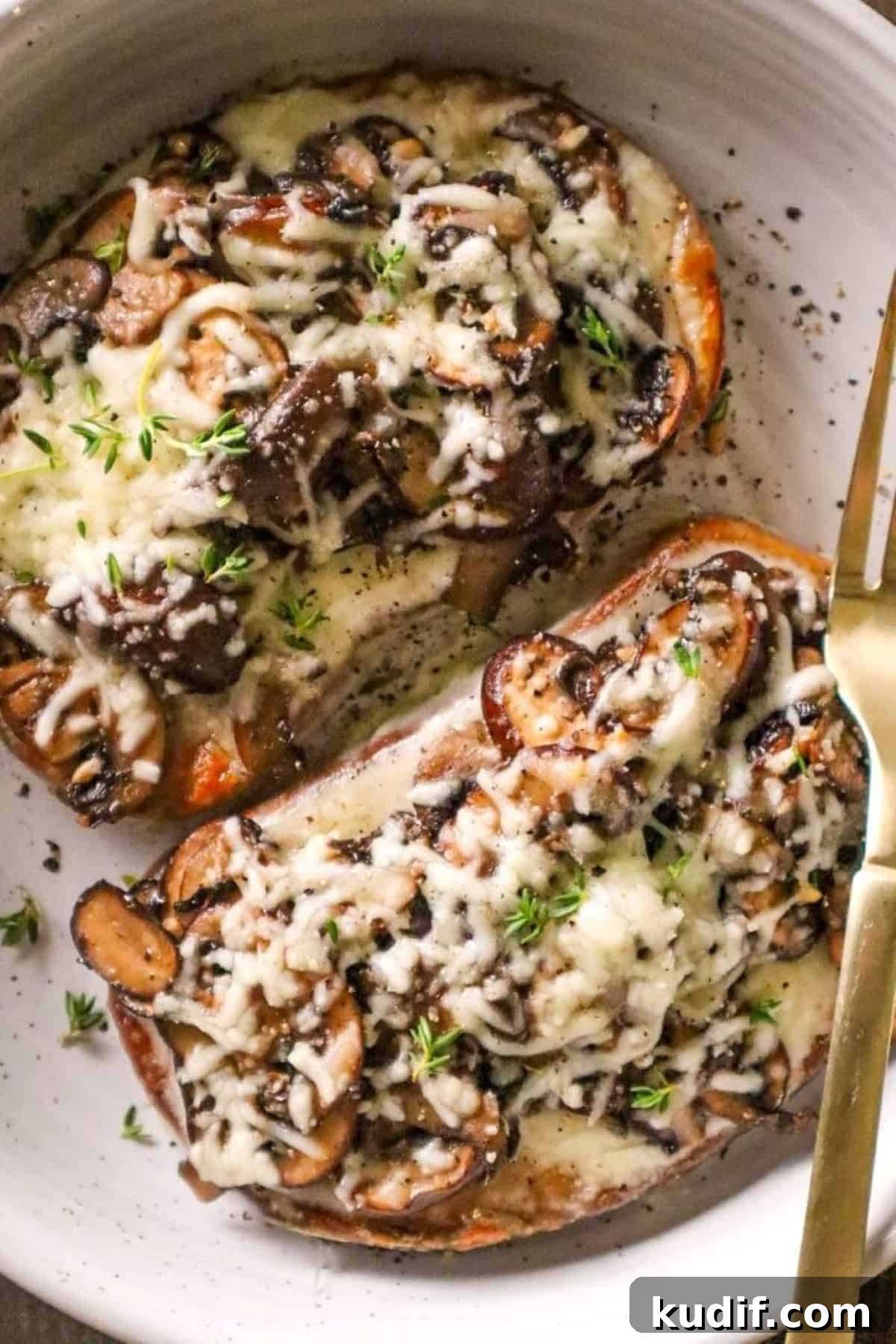 Melted Cheese and Sautéed Mushroom Toast Recipe 2 toast with mushrooms and cheese